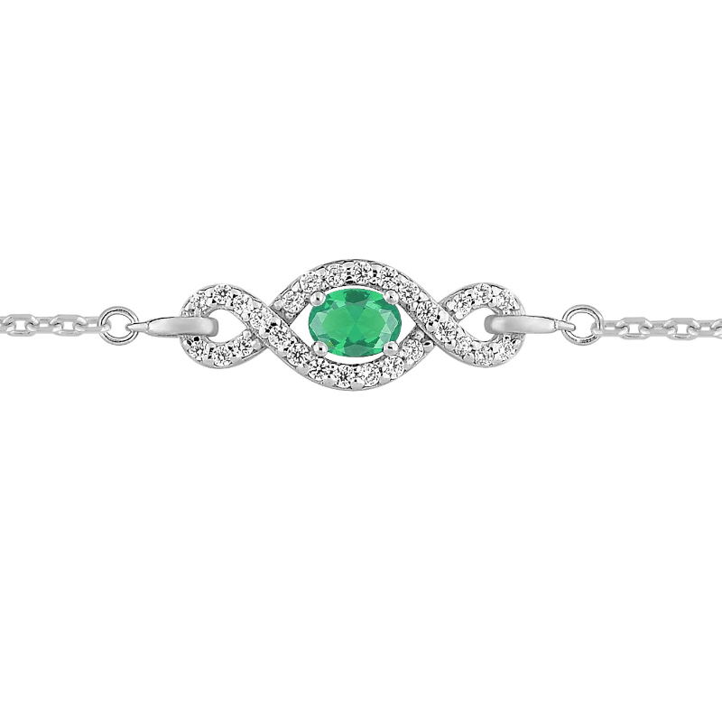 Bracelet-Femme-Argent-et-Oxydes-verts-et-blancs-christian-bernard-333318-4 Bracelet Femme Argent 925/1000 et Oxydes de zirconium verts et blancs CHRISTIAN BERNARD