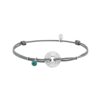Bracelet Femme Argent 925/1000 et Turquoise cordon réglable MURAT