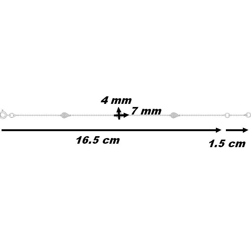 Bracelet Femme Or blanc 750/1000 et Oxydes de zirconium ROBBEZ MASSON, dimensions