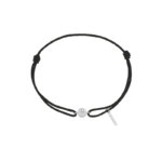 Bracelet cordon noir avec diamant et or blanc