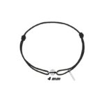 Dimensions bracelet cordon noir avec diamant et or blanc