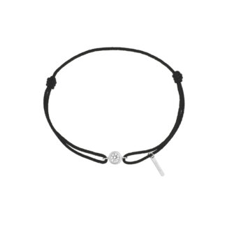 Bracelet cordon noir avec diamant et or blanc