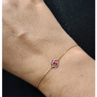 Bracelet Femme Or jaune 750/1000, Rhodium et Rubis ROBBEZ MASSON porté