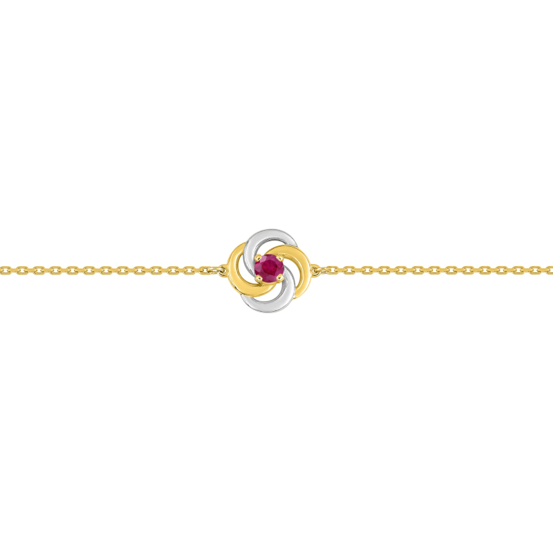 Bracelet-Femme-Or-jaune-rhodium-et-Rubis-robbez-masson-4-7065-R3 Bracelet Femme Or jaune 750/1000, Rhodium et Rubis ROBBEZ MASSON