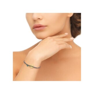 Bracelet Femme Plaqué Or et Turquoise cordon réglable MURAT porté