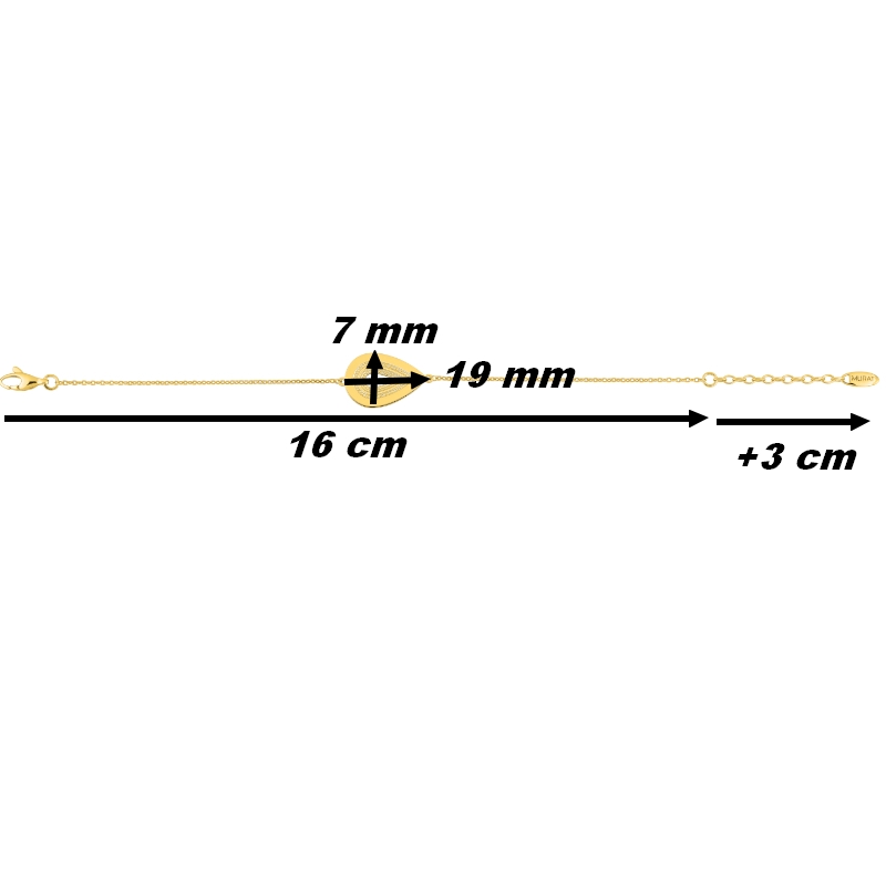 Bracelet Femme Plaqué Or MURAT, dimensions