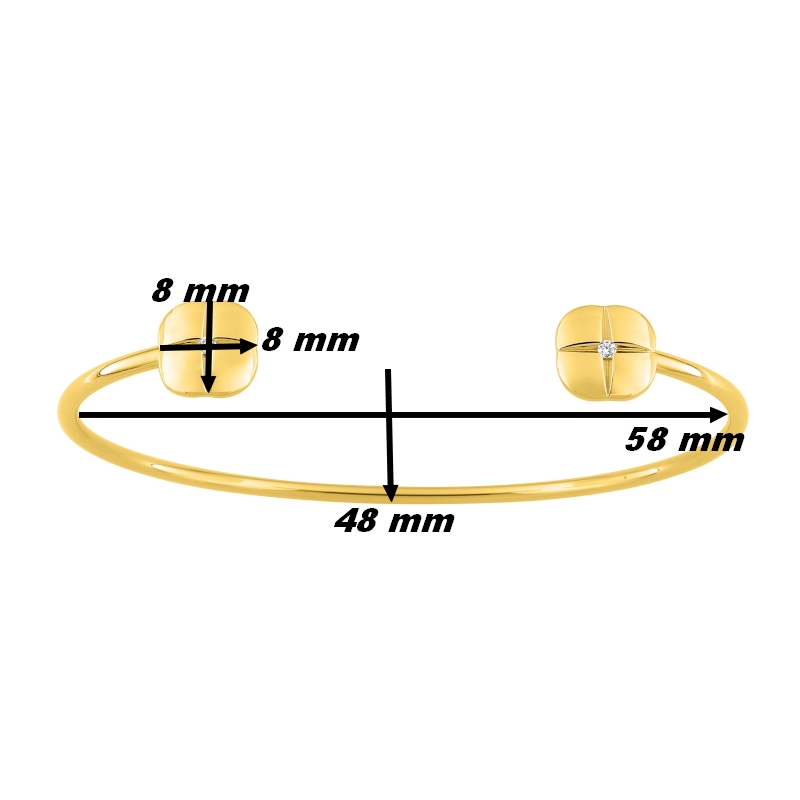 Bracelet jonc Femme plaqué or et oxydes MURAT, dimensions