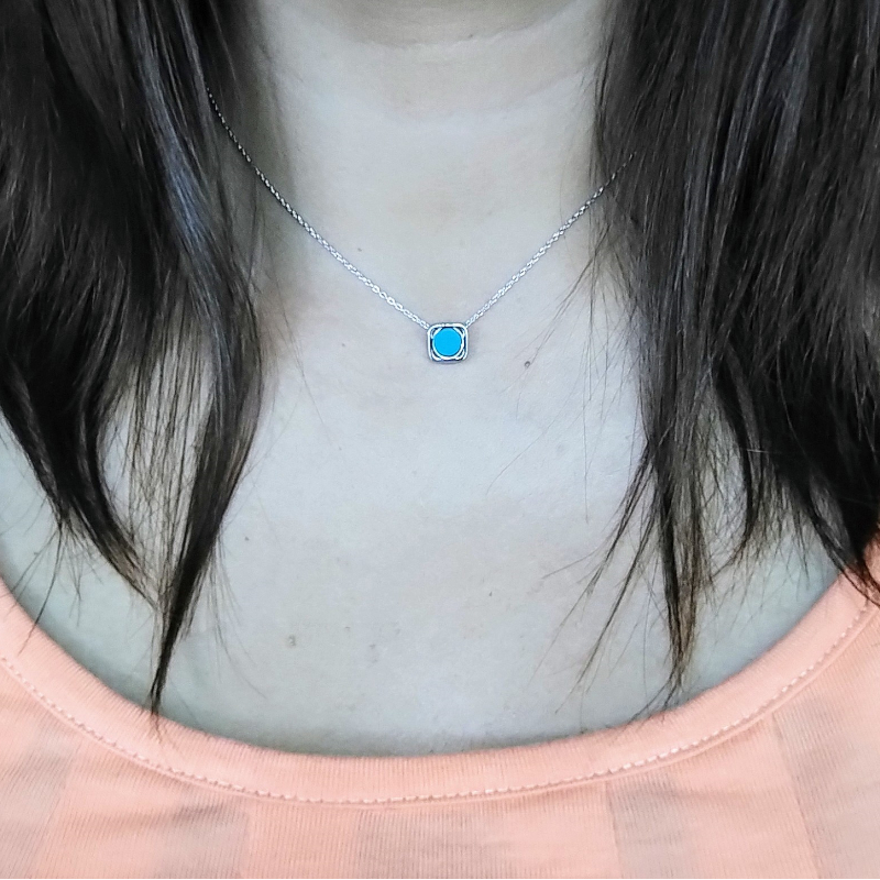 Collier-Femme-Argent-et-Turquoise-MURAT-302004-1-porte Collier Femme Argent 925/1000 et Turquoise MURAT porté