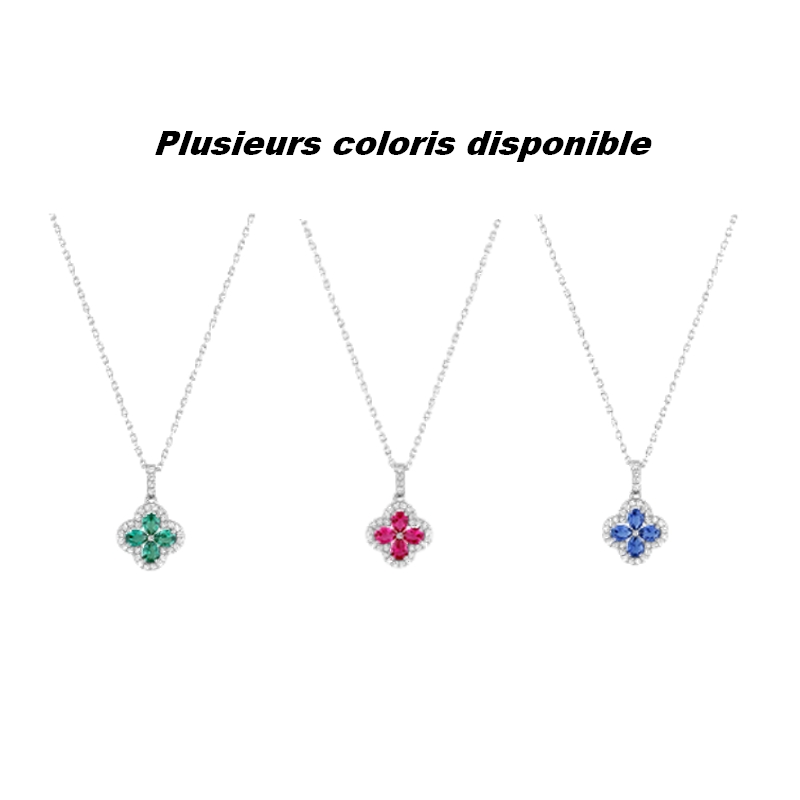 Collier-Femme-Argent-et-christian-bernard-332544-couleurs Collier Femme Argent 925/1000 et Oxydes de zirconium blancs et bleus CHRISTIAN BERNARD, couleurs