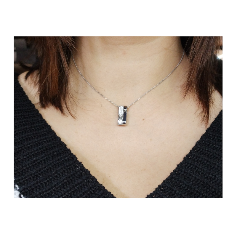 Collier Femme Argent 925/1000 et Oxydes de zirconium MURAT porté