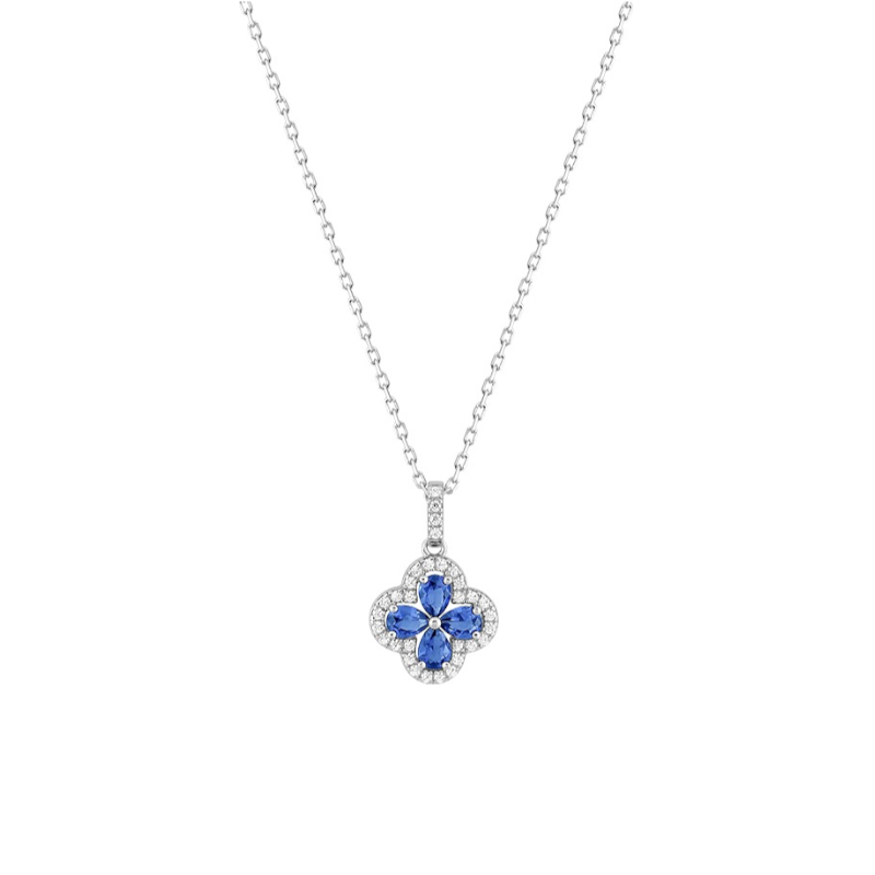 Collier-Femme-Argent-et-oxydes-blancs-et-bleus-christian-bernard-332544-2 Collier Femme Argent 925/1000 et Oxydes de zirconium blancs et bleus CHRISTIAN BERNARD