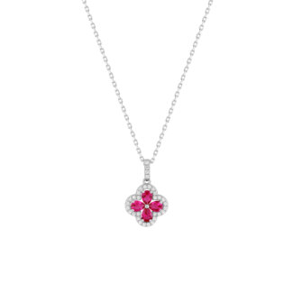 Collier Femme Argent 925/1000 et Oxydes de zirconium blancs et rouges CHRISTIAN BERNARD