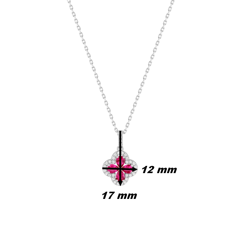 Collier Femme Argent 925/1000 et Oxydes de zirconium blancs et rouges CHRISTIAN BERNARD, dimensions