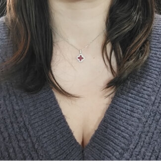 Collier Femme Argent 925/1000 et Oxydes de zirconium blancs et rouges CHRISTIAN BERNARD porté
