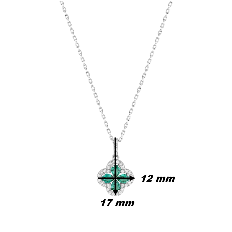 Collier-Femme-Argent-et-oxydes-blancs-et-verts-robbez-masson-332544-4-dimensions Collier Femme Argent 925/1000 et Oxydes de zirconium blancs et verts CHRISTIAN BERNARD, dimensions