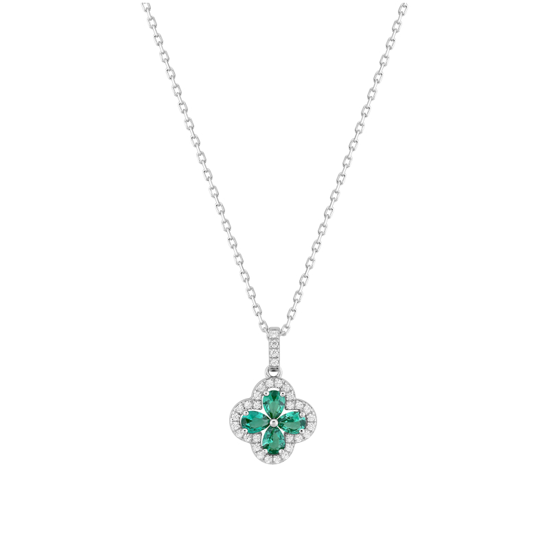 Collier-Femme-Argent-et-oxydes-blancs-et-verts-robbez-masson-332544-4 Collier Femme Argent 925/1000 et Oxydes de zirconium blancs et verts CHRISTIAN BERNARD