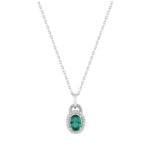 Collier Femme Argent 925/1000 et Oxydes de zirconium vert et blancs CHRISTIAN BERNARD