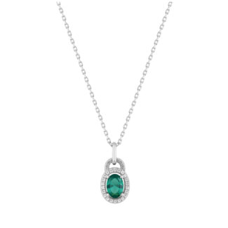 Collier Femme Argent 925/1000 et Oxydes de zirconium vert et blancs CHRISTIAN BERNARD