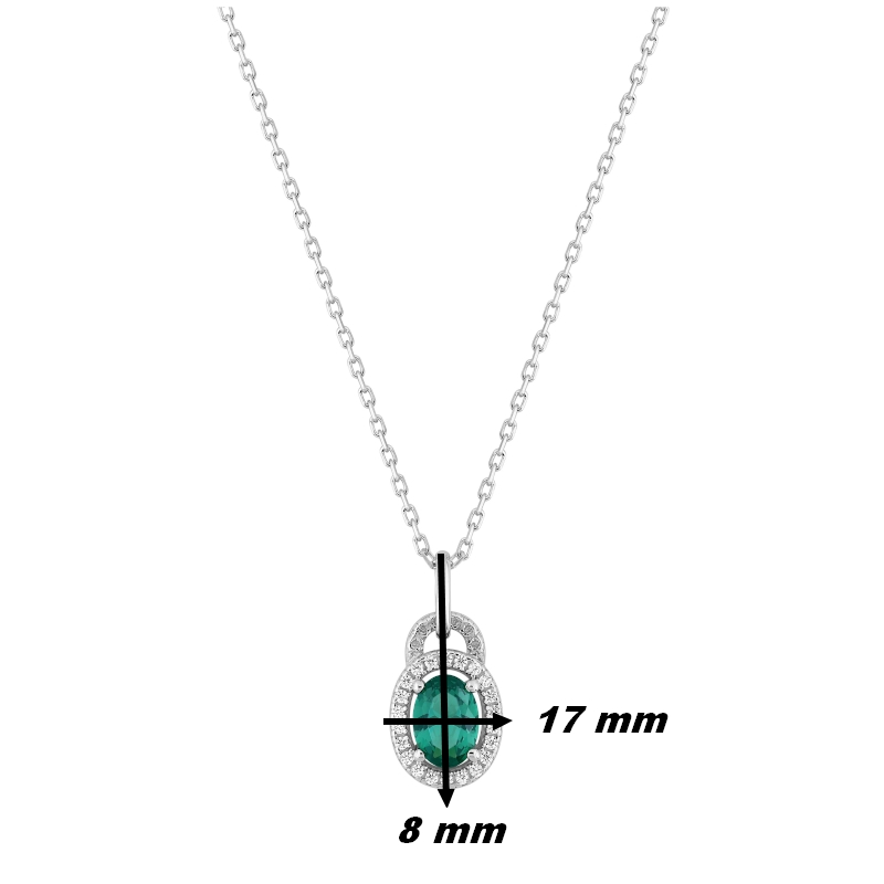 Collier Femme Argent 925/1000 et Oxydes de zirconium vert et blancs CHRISTIAN BERNARD, dimensions