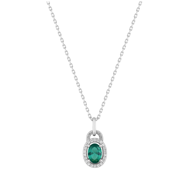 Collier Femme Argent 925/1000 et Oxydes de zirconium vert et blancs CHRISTIAN BERNARD