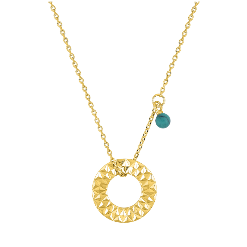 Collier-Femme-Plaque-Or-et-Turquoise-MURAT-102009 Collier Femme Plaqué Or et Turquoise MURAT