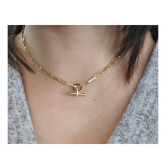 Collier Femme Plaqué Or et Oxydes de zirconium MURAT porté