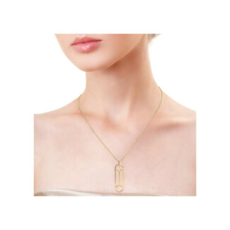 Collier long Femme graphique Plaqué Or MURAT porté