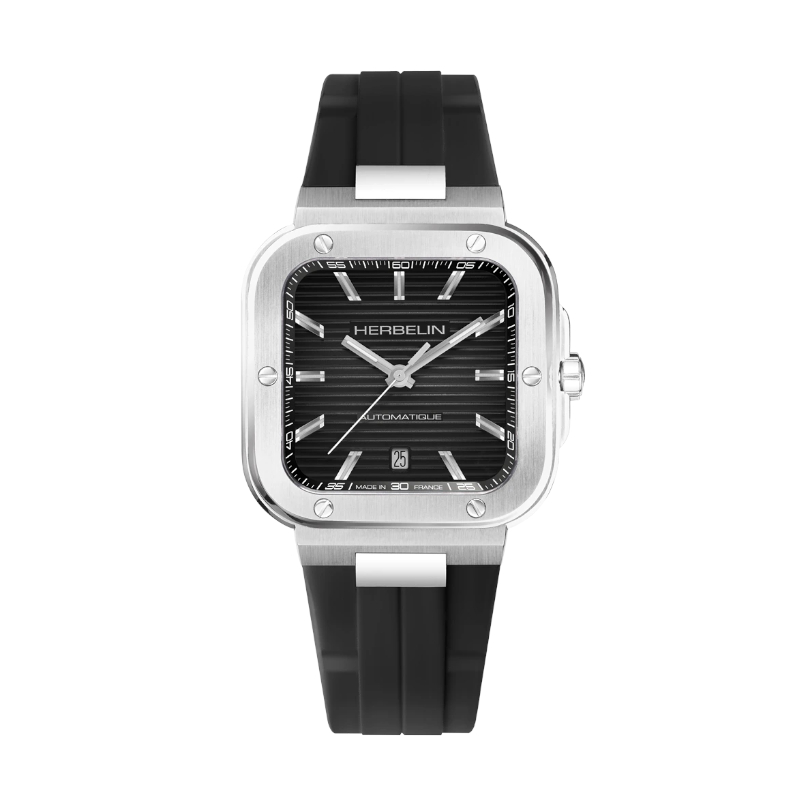 Montre-Cap-Camarat-automatique-Homme-Acier-inoxydable-et-caoutchouc-HERBELIN-1646A14CA Montre Cap Camarat automatique Homme Acier inoxydable et Elastomère FKM HERBELIN 1646A14CA