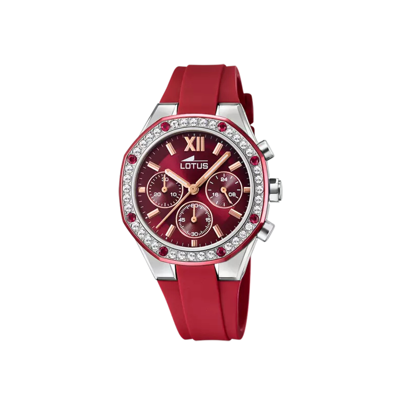 Montre-LOTUS-Femme-acier-inoxydable-caoutchouc-rouge-18875-3 Montre LOTUS Femme Acier inoxydable et caoutchouc rouge 18875/3