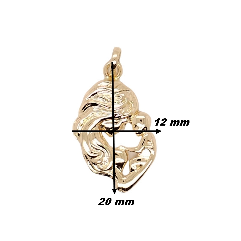 Pendentif Mère et Enfant Or jaune 750/1000 THOMAS JAVON, dimensions