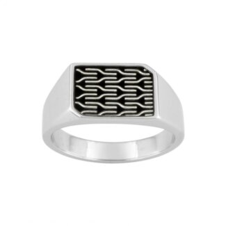 Bague chevalière Homme Argent, laque noire MURAT