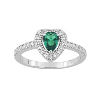 Bague Cœur Femme Argent 925/1000 et Oxydes de zirconium vert et blancs CHRISTIAN BERNARD