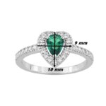 Bague Cœur Femme Argent 925/1000 et Oxydes de zirconium vert et blancs CHRISTIAN BERNARD, dimensions