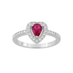 Bague Cœur Femme Argent 925/1000 et Oxydes de zirconium rouge et blancs CHRISTIAN BERNARD