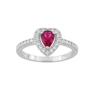 Bague Cœur Femme Argent 925/1000 et Oxydes de zirconium rouge et blancs CHRISTIAN BERNARD