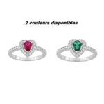 Bague Cœur Femme Argent 925/1000 et Oxydes de zirconium rouge et blancs CHRISTIAN BERNARD, couleurs