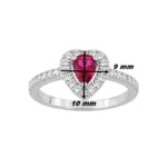 Bague Cœur Femme Argent 925/1000 et Oxydes de zirconium rouge et blancs CHRISTIAN BERNARD, dimensions