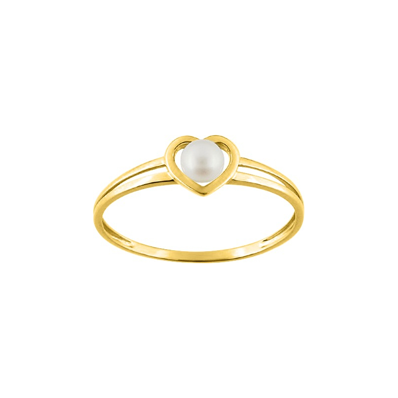 bague-coeur-femme-or-jaune-750-perle-de-culture-robbez-masson-G9477J Bague Femme Cœur Or jaune 750/1000 et Perle de culture ROBBEZ MASSON