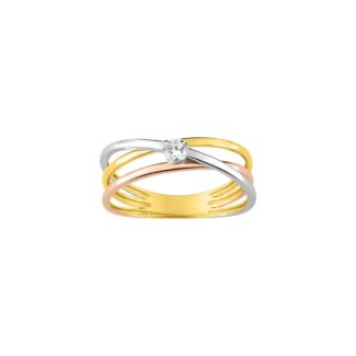 Bague Femme 3 Ors 750/1000 (blanc, jaune, rose) et Oxyde de zirconium ROBBEZ MASSON