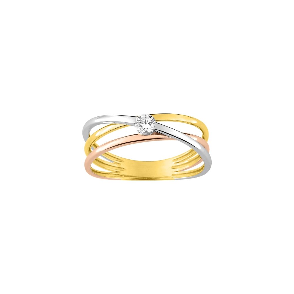 bague-femme-3-ors-750-jaune-blanc-rose-oxyde-robbez-masson-1-7025-Z5 Bague Femme 3 Ors 750/1000 (blanc, jaune, rose) et Oxyde de zirconium ROBBEZ MASSON