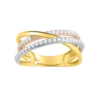 Bague Femme 3 Ors 750/1000 (blanc, jaune, rose) et Oxydes de zirconium ROBBEZ MASSON