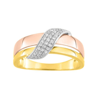 Bague Femme 3 Ors 750/1000 (blanc, jaune, rose) et Oxydes de zirconium ROBBEZ MASSON