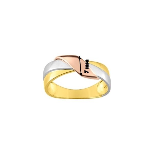 Bague Femme 3 Ors (jaune, blanc, rose) 750/1000 ROBBEZ MASSON, largeur