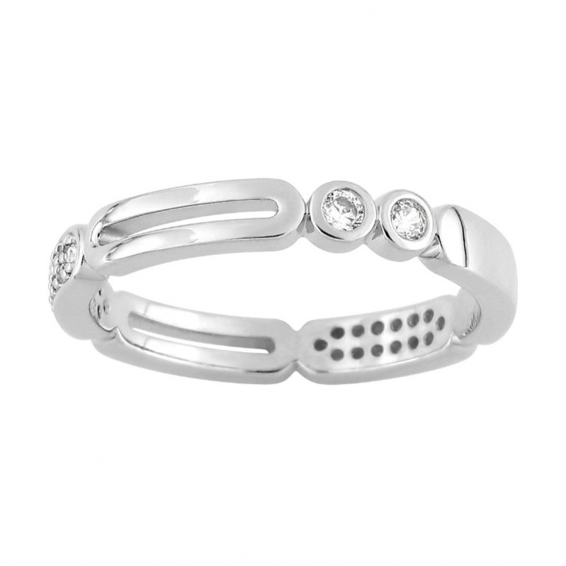 Bague Femme rythme graphique Argent 925/1000 et Oxydes de zirconium MURAT
