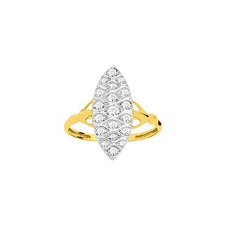 Bague Femme Marquise, Or jaune 750/1000, Rhodium et Oxydes de zirconium ROBBEZ MASSON