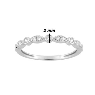 Bague Femme Or blanc 750/1000 et Oxydes de zirconium ROBBEZ MASSON, largeur