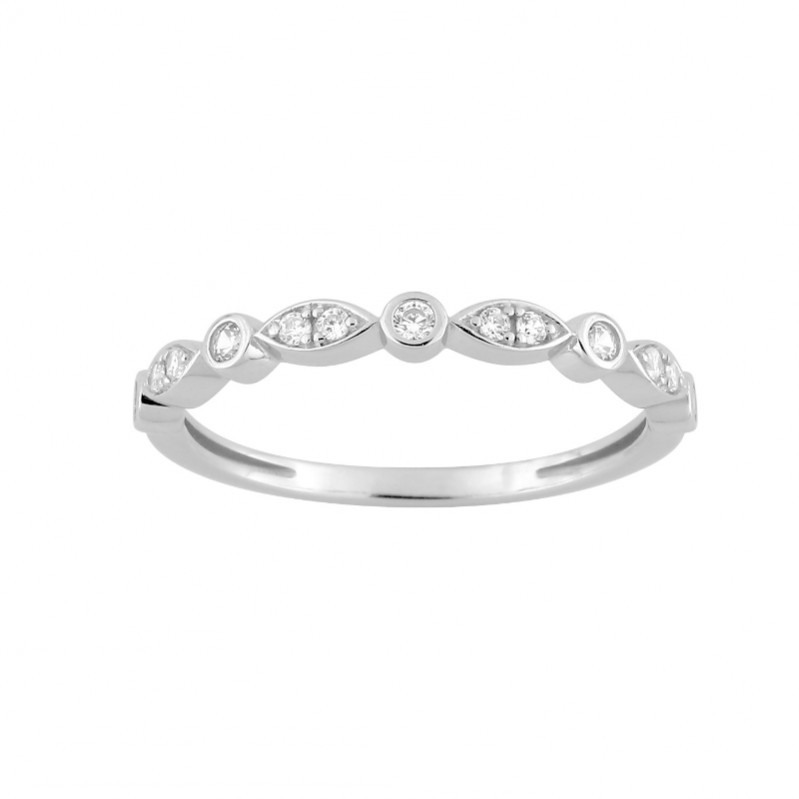 bague-femme-or-blanc-oxydes-1-7138-Z1 Bague Femme Or blanc 750/1000 et Oxydes de zirconium ROBBEZ MASSON