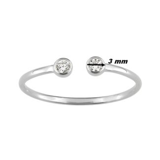 Bague ouverte Femme Or blanc 750/1000 et Oxydes de zirconium ROBBEZ MASSON, diamètre