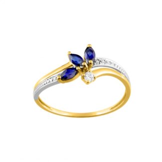 Bague Femme Or jaune 750/1000, Rhodium, Saphirs et Oxyde de zirconium ROBBEZ MASSON