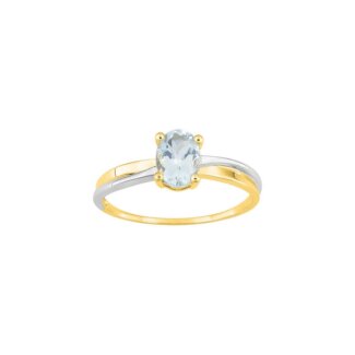 Bague Femme Or jaune et blanc 750/1000 et Aigue Marine ROBBEZ MASSON
